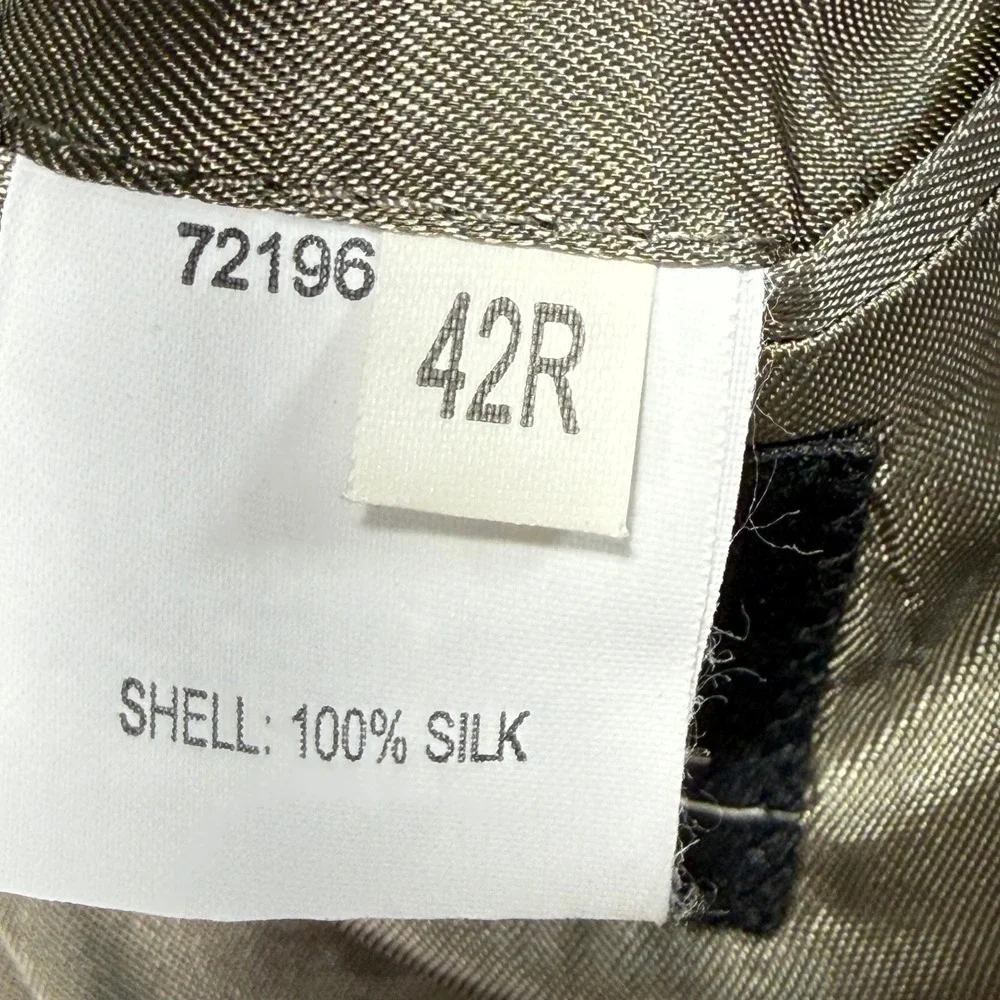 Jos. A. Bank Herringbone Sport Coat Mens 42R Tan 100% Silk Blazer 2-Button
